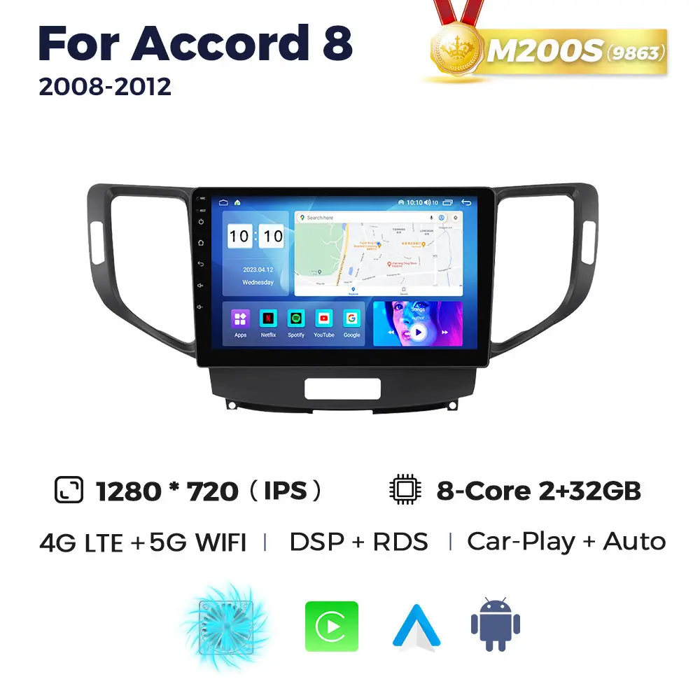 Магнітола Honda Accord 8, Spirior 1 (2/32, HD (1280x720) QLED)