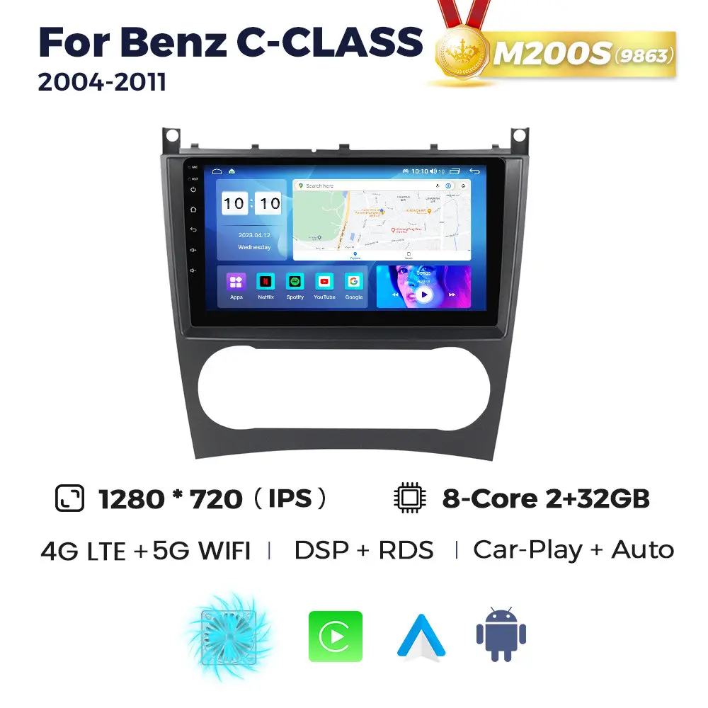 Магнітола Mercedes-Benz C-Class (W203) (2/32, HD (1280x720) QLED)