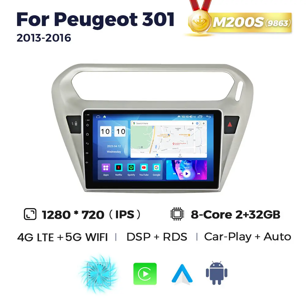 Магнітола Peugeot 301 (2/32, HD (1280x720) QLED)