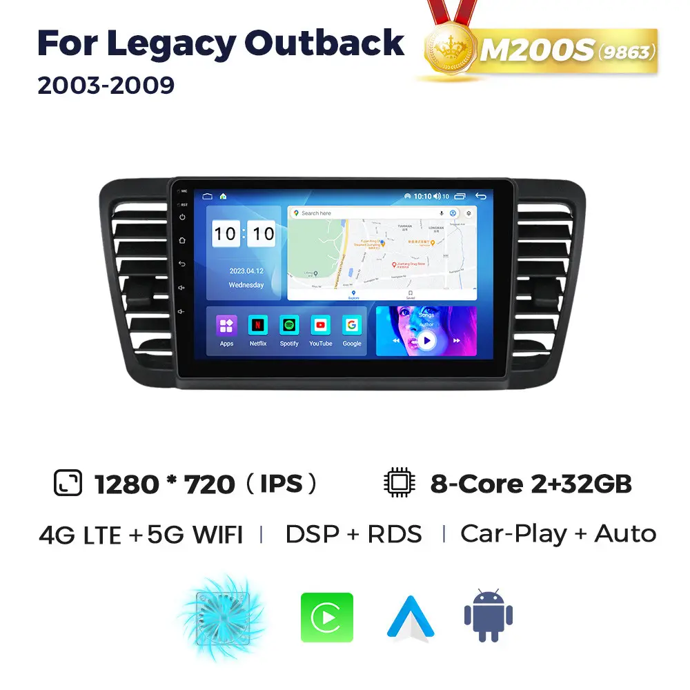 Магнітола Subaru Legacy 4, Outback 3 (2/32, HD (1280x720) QLED)