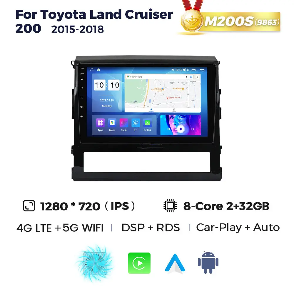 Магнітола Toyota Land Cruiser 200 (2/32, HD (1280x720) QLED)