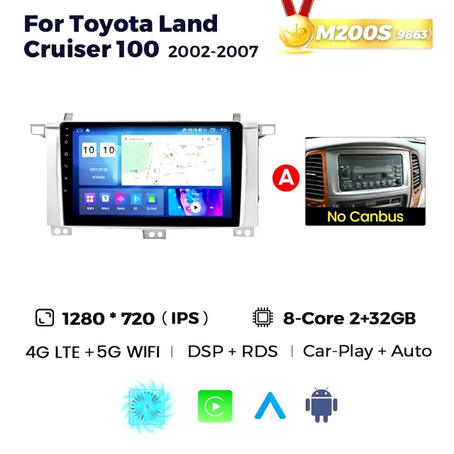 Магнітола Toyota Land Cruiser 100 (2/32, HD (1280x720) QLED)