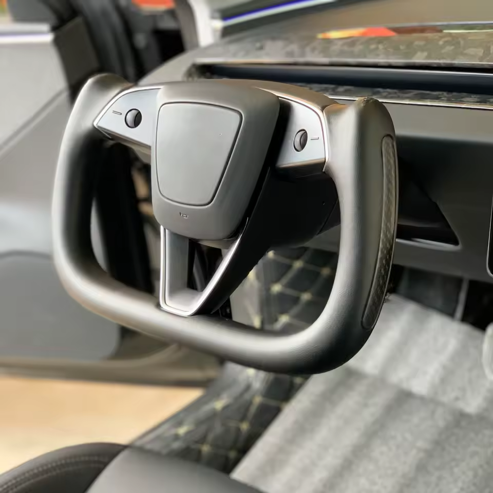 Шкіряне кермо автомобіля Tesla 3 (білий)